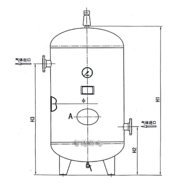 储气罐安装图详细标注-罐体接口